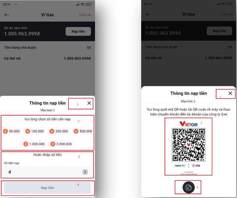 Hướng Dẫn Nạp Tiền Và Rút Tiền Trong Ví Gxe